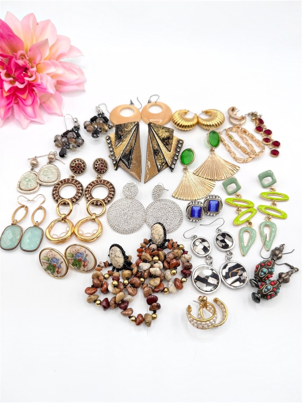 20 Pair Pierced Costume Jewelry Earring Lot Mixed Styles Vintage To Now Reseller